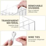 FRETONBA 2Pcs Cable Charger Organizer Box, Large Cords Storage Organizer with Adjustable Compartments and Wire Ties, Stackable Cord Organizer for Drawer - Clear - Image 5