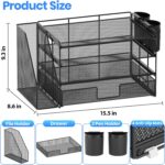 OPNICE Desk Organizer, 4-Tier Desktop File Organizer with Drawer and Pen Holders, Office Desk Accessories, File Sorters, Workspace Organizers for Office Supplies(Black) - Image 8