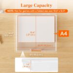 Lifewit 4 Pcs Board Game Storage Boxes, 12.2x10.6'' Paper Container with Secure Latch, Plastic Portable Organizer with Handle & Labels for File,Document, Puzzles, Cards, Art Supplies - Image 3