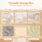 Lifewit 4 Pcs Board Game Storage Boxes, 12.2x10.6'' Paper Container with Secure Latch, Plastic Portable Organizer with Handle & Labels for File,Document, Puzzles, Cards, Art Supplies - Image 8