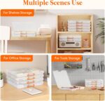 Lifewit 4 Pcs Board Game Storage Boxes, 12.2x10.6'' Paper Container with Secure Latch, Plastic Portable Organizer with Handle & Labels for File,Document, Puzzles, Cards, Art Supplies - Image 10