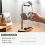muso wood Headphone Stand & Desktop Headset Holder | Space-Saving Premium Solid Wood Storage Base for Gaming Headsets, AirPods Max, VR Gear – Modern Desktop/Workspace Essential - Image 3