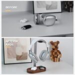 muso wood Headphone Stand & Desktop Headset Holder | Space-Saving Premium Solid Wood Storage Base for Gaming Headsets, AirPods Max, VR Gear – Modern Desktop/Workspace Essential - Image 5