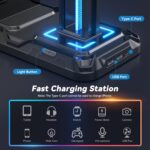 KDD Headset Stand with Charging Station - Detachable Controller Holder with 9 Light Modes - Rotatable Headphone Hanger with USB A&C Charger Ports - Earphone Hook for PC Gaming Accessories Storage - Image 4