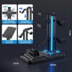 KDD Headset Stand with Charging Station - Detachable Controller Holder with 9 Light Modes - Rotatable Headphone Hanger with USB A&C Charger Ports - Earphone Hook for PC Gaming Accessories Storage - Image 7