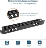 Tecmojo 2 Pack 1U Server Rack Horizontal Cable Management with Cover,2.6“ Depth Plastic Cable Manager,Rack Mount 12 Slots Wire Duct Organizer,for 19 inch AV/IT/Data/Audio and Network Cabinet - Image 7
