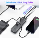 RSHTECH 10 Ports Powered USB 3.2/USB C Hub Splitter 60W with 3 x 10Gbps USB 3.2 Ports (2C + 1A),7 x USB 3.0 Ports (4C + 3A), 3.3ft Cable and Individual Touch Switches for Laptop PC - Image 6