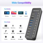 RSHTECH 10 Ports Powered USB 3.2/USB C Hub Splitter 60W with 3 x 10Gbps USB 3.2 Ports (2C + 1A),7 x USB 3.0 Ports (4C + 3A), 3.3ft Cable and Individual Touch Switches for Laptop PC - Image 9