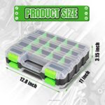 Jack Boss Tool Box with Transparent Lid, Double Side 34-Compartments Organizer Box with Removable Dividers for Hardware, Screws, Bolts, Nails, Beads, Jewelry and Fishing Accessories, Green, 2 Pack - Image 3