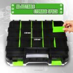 Jack Boss Tool Box with Transparent Lid, Double Side 34-Compartments Organizer Box with Removable Dividers for Hardware, Screws, Bolts, Nails, Beads, Jewelry and Fishing Accessories, Green, 2 Pack - Image 4