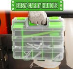 Jack Boss Tool Box with Transparent Lid, Double Side 34-Compartments Organizer Box with Removable Dividers for Hardware, Screws, Bolts, Nails, Beads, Jewelry and Fishing Accessories, Green, 2 Pack - Image 8