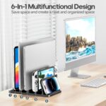 KDD 4-Slot Vertical Laptop Stand with Gravity Locking, 6-in-1 Laptop Holder Desktop Stand, Space-Saving Organizer Fits MacBook/Surface/HP/Dell/Book/Tablet/Switch/Cell Phone and Keyboard - Image 3