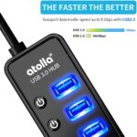 Powered USB Hub 3.0, Atolla 8-Port USB 3.0 Data Hub Splitter with One Smart Charging Port and Individual On/Off Switches and 5V/4A Power Adapter USB Extension for MacBook, Mac Pro/Mini and More - Image 3