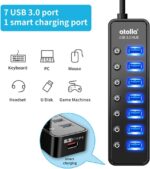 Powered USB Hub 3.0, Atolla 8-Port USB 3.0 Data Hub Splitter with One Smart Charging Port and Individual On/Off Switches and 5V/4A Power Adapter USB Extension for MacBook, Mac Pro/Mini and More - Image 4