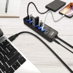 Powered USB Hub 3.0, Atolla 8-Port USB 3.0 Data Hub Splitter with One Smart Charging Port and Individual On/Off Switches and 5V/4A Power Adapter USB Extension for MacBook, Mac Pro/Mini and More - Image 8