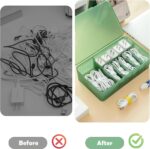 Cable Organizer Box Extra Wide, Travel Charger Cord Earphone Storage Case with Lid (Dark Green) - Image 7