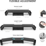 OPNICE Desk Organizers and Accessories, Dual Monitor Stand Riser with Drawer and 2 Pen Holders, Desk Shelf Computer Racks for Office Workspace Organizers, Desktop Organization (Black) - Image 3