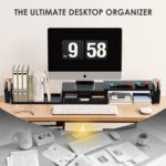 OPNICE Desk Organizers and Accessories, Dual Monitor Stand Riser with Drawer and 2 Pen Holders, Desk Shelf Computer Racks for Office Workspace Organizers, Desktop Organization (Black) - Image 6
