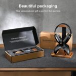 UPERGO Walnut Headphone Stand with Controller Holder & Storage Base | Solid Wood Grain, Gear & Charger Storage, Gamer Gift for PS5 Xbox Controllers, Desk Accessories - Image 9