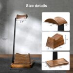 UPERGO Walnut Headphone Stand with Controller Holder & Storage Base | Solid Wood Grain, Gear & Charger Storage, Gamer Gift for PS5 Xbox Controllers, Desk Accessories - Image 10