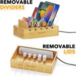 SpaceAid Bamboo Charging Station for Multiple Devices, Cell Phone Docking Stations for Multi Laptop, Tablets and iPads, Nightstand Bedside Desk Device Charger Organizer (Natural) - Image 4