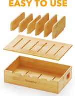 SpaceAid Bamboo Charging Station for Multiple Devices, Cell Phone Docking Stations for Multi Laptop, Tablets and iPads, Nightstand Bedside Desk Device Charger Organizer (Natural) - Image 6