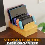 SpaceAid Bamboo Charging Station for Multiple Devices, Cell Phone Docking Stations for Multi Laptop, Tablets and iPads, Nightstand Bedside Desk Device Charger Organizer (Natural) - Image 8