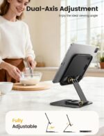 Lamicall Adjustable iPad Stand for Desk - [Ultra-Slim Foldable][360°Rotation Base] Tablet Holder Stand, Heavy-Duty E-Reader Kindle Holder Switch Stand for 4.7-13" iPad Pro Air Mini, Kindle, Tabs - Image 4