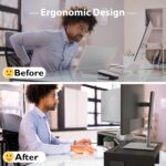 BONTEC Dual Monitor Stand Riser, Adjustable Length & Swivel Angle, Black | Ergonomic Wooden Desktop Organizer with Smartphone Holder, Computer Monitor Stand for PC, Laptop, Printer and Large Storage - Image 5
