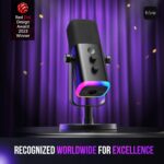 FIFINE AmpliGame AM8 USB/XLR Dynamic Microphone for Gaming Streaming | Podcast Mic with RGB Light, Mute Button, Headphones Jack, Desktop Stand, for Vocal Recording Singing YouTube - Image 3