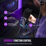 FIFINE AmpliGame AM8 USB/XLR Dynamic Microphone for Gaming Streaming | Podcast Mic with RGB Light, Mute Button, Headphones Jack, Desktop Stand, for Vocal Recording Singing YouTube - Image 9