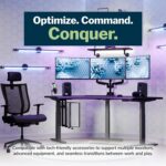 Vari Command Center Electric Standing Desk – 120° Curved Sit-Stand Gaming Desk Corner Workstation for Triple Monitors + Sloped Front Edge, 4 Height Settings, 200 lb Capacity (Black Top/Slate Legs) - Image 4