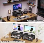OPNICE Computer Monitor Stand Riser, Desk Organizer with Drawer, Printer & Laptop Stand, Office Desk Accessories & Workspace Desktop Organizers Storage for Office Supplies(Black) - Image 6