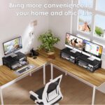 OPNICE Computer Monitor Stand Riser, Desk Organizer with Drawer, Printer & Laptop Stand, Office Desk Accessories & Workspace Desktop Organizers Storage for Office Supplies(Black) - Image 7