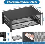 OPNICE Computer Monitor Stand Riser, Desk Organizer with Drawer, Printer & Laptop Stand, Office Desk Accessories & Workspace Desktop Organizers Storage for Office Supplies(Black) - Image 9