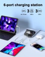 USB C Charging Station 35W, VHBW 6 Port 3A and 3C(1Port *USB-C PD20W Fast) Desktop Fast Charging Station for iPhone 14/13/12,Samsung Galaxy S23/S22/S21,etc - Image 3