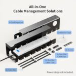 Delamu 2 Pack Metal Under Desk Cable Management Tray, U Channel Cord Organizer Box, Office Under Desk Cord Organizers, Cable Management with Various Accessories, Black, 15.75 Inches - Image 3