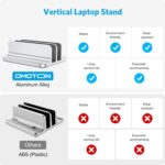 OMOTON Dual Vertical Desk Laptop Stand Holder, Fits MacBook Air/Pro, Silver | Aluminum Laptop Storage Rack for Desk, Adjustable Dock for Up to 17.3 in. Gaming Laptop, Space-Saving Desk Organizer - Image 3
