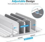 OMOTON Dual Vertical Desk Laptop Stand Holder, Fits MacBook Air/Pro, Silver | Aluminum Laptop Storage Rack for Desk, Adjustable Dock for Up to 17.3 in. Gaming Laptop, Space-Saving Desk Organizer - Image 5
