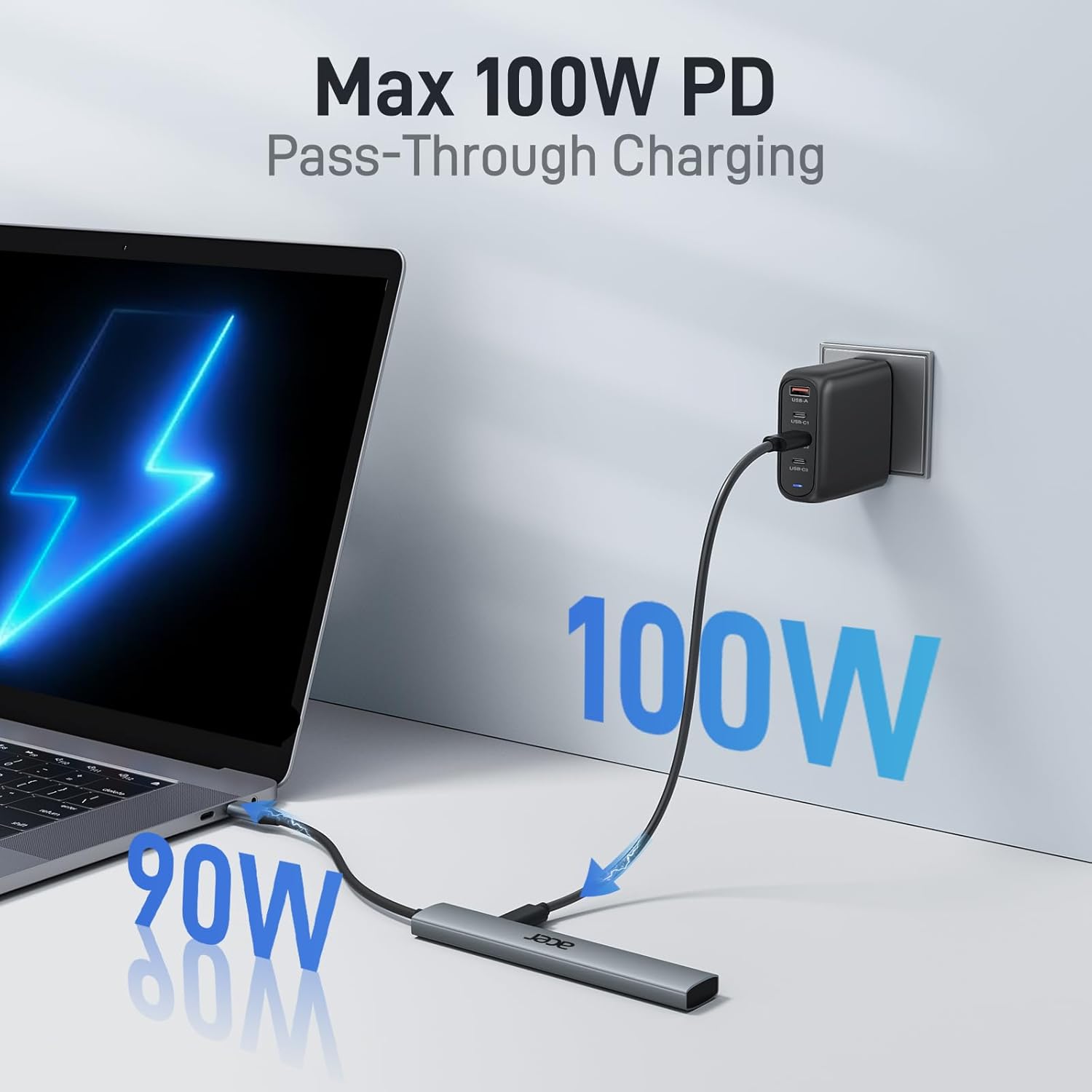 Acer 5 in 1 USB C Hub with 4K HDMI, 100W Power Delivery, 3 USB A Data Ports | USB C to HDMI Multiport Adapter for Laptop, PC, Tablet, MacBook Neo/Pro/Air, iPad Pro/Air, iMac, iPhone 17/16/15 - Image 5