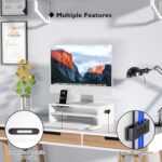 BONTEC Wooden Monitor Stand Riser for Desk, 2-Tier Computer Monitor Stand | 66 lbs Desk Shelf Organizer with Storage, Laptop & Printer Stand with Phone Holder and Cable Management, White, 16.5 Inch - Image 4