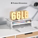 BONTEC Wooden Monitor Stand Riser for Desk, 2-Tier Computer Monitor Stand | 66 lbs Desk Shelf Organizer with Storage, Laptop & Printer Stand with Phone Holder and Cable Management, White, 16.5 Inch - Image 6