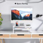 BONTEC Wooden Monitor Stand Riser for Desk, 2-Tier Computer Monitor Stand | 66 lbs Desk Shelf Organizer with Storage, Laptop & Printer Stand with Phone Holder and Cable Management, White, 16.5 Inch - Image 8