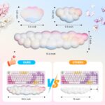 JIKIOU Upgrade Leather Cloud Wrist Rest for Keyboard and Mouse & Cup Pad | Wish Gift-Cute Cloud Shape, Comfortable and don’t Irritate to Skin, Non-Slip PU Base,Soft Memory Foam filled for Pain Relief - Image 3