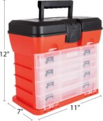 Small Parts Organizer Box - 11-Inch Portable Storage Case with 4 Removable Multi-Compartment Trays for Screws, Beads, Small Fishing Tackle, Hardware, and Craft Supplies by Stalwart (Red) - Image 4