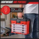 Small Parts Organizer Box - 11-Inch Portable Storage Case with 4 Removable Multi-Compartment Trays for Screws, Beads, Small Fishing Tackle, Hardware, and Craft Supplies by Stalwart (Red) - Image 7