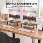 OPNICE Adjustable Monitor Stand Riser for Desk, Computer & Laptop Stand, Desk Organizers and Accessories, Office Desk Accessories & Workspace Organizer for Home Office, Brown Wood - Image 4