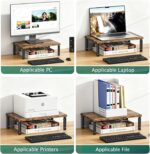 OPNICE Adjustable Monitor Stand Riser for Desk, Computer & Laptop Stand, Desk Organizers and Accessories, Office Desk Accessories & Workspace Organizer for Home Office, Brown Wood - Image 6