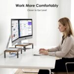 OPNICE Adjustable Monitor Stand Riser for Desk, Computer & Laptop Stand, Desk Organizers and Accessories, Office Desk Accessories & Workspace Organizer for Home Office, Brown Wood - Image 9