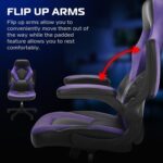 RESPAWN 3085 Gaming Chair, Ergonomic Office Chair, Headrest, Flip-Up Arms | Flip-up arms save space, while lumbar support and 360° swivel deliver comfort for gaming, work and streaming. - Image 4